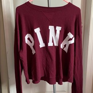 Pink Victoria secret long sleeve burgundy shirt